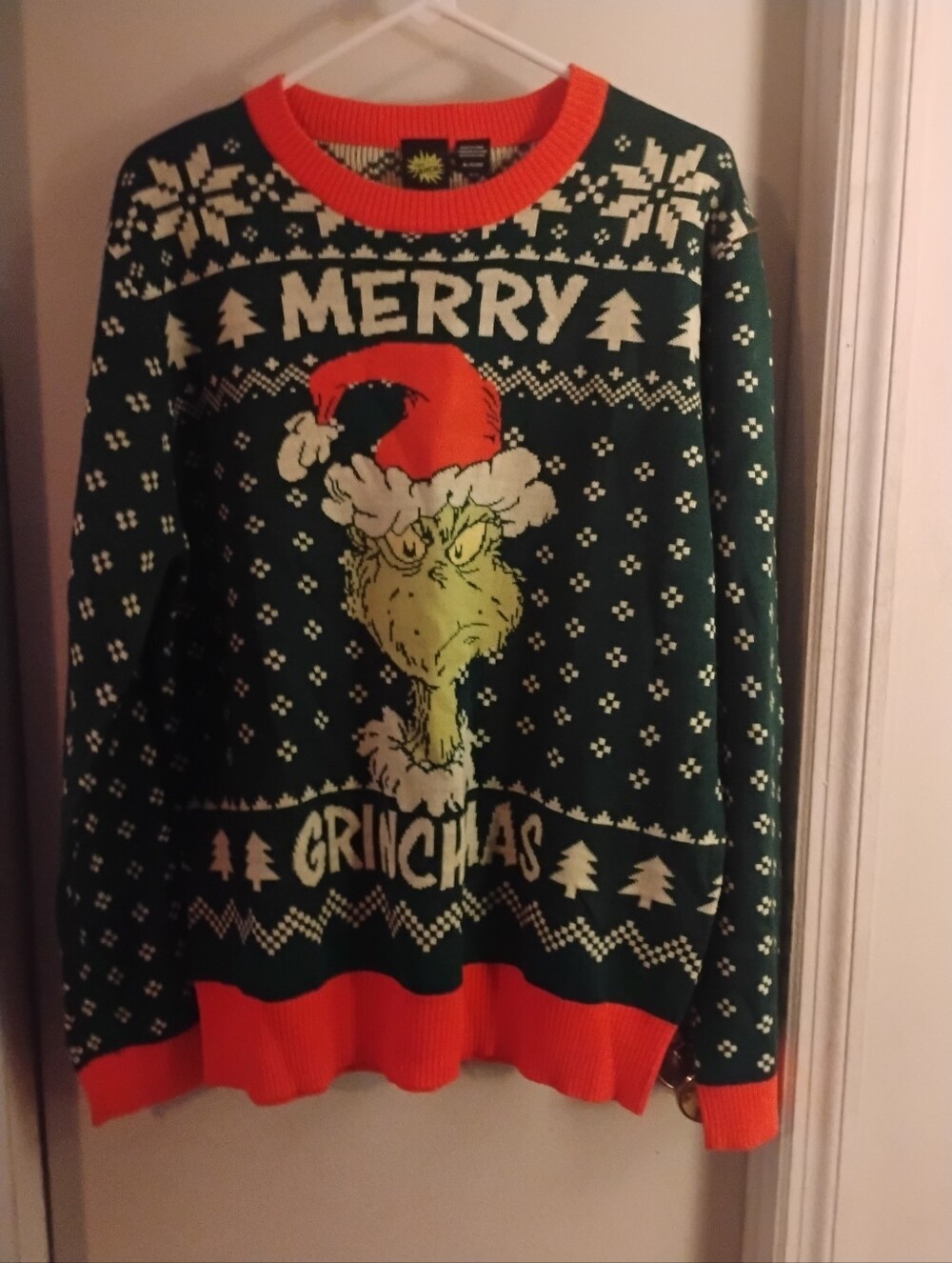 The Grinch "Merry Grinchmas" Green & Red Ugly Christmas Sweater XL